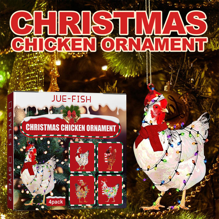 Chicken Hanging Ornament, 4 Pack Hanging Rooster Decorations, Hanging Chicken Christmas Ornaments, Hanging Ornament Thanksgiving Day Christmas Decorations, For Christmas Bedroom Car Pendant